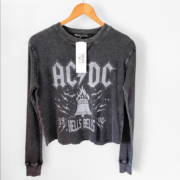 The Vinyl Icons Tops - Distressed AC/DC ‘1980 Hells Bells’ Thermal Tee